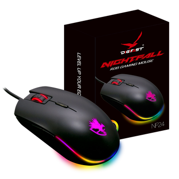 Digifast Nightfall NF24 RGB Gaming Mouse, Symmetrical Design, 50 Million Click Durability, 8 Programmable Buttons, Dynamic DPI, Customized Color, DPI