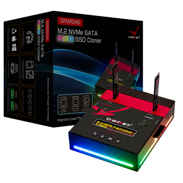 Digifast M.2 NVMe SATA RGB Cloner And Eraser 1-1, Customizable RGB Design, Cross Duplication, Copy up to 24 GB/min