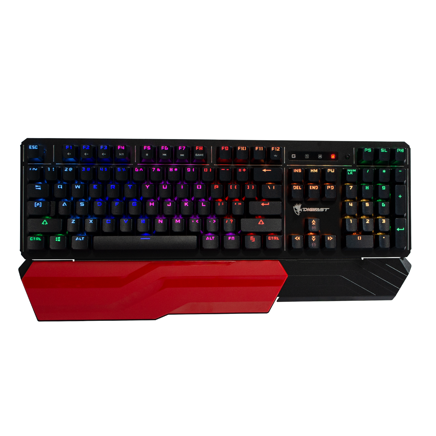 Digifast LK42 Mechanical RGB Gaming Keyboard, Optical Clicky Switches 100 million durability, Customizable Color, Water-Resistant Design, Wrist Rest