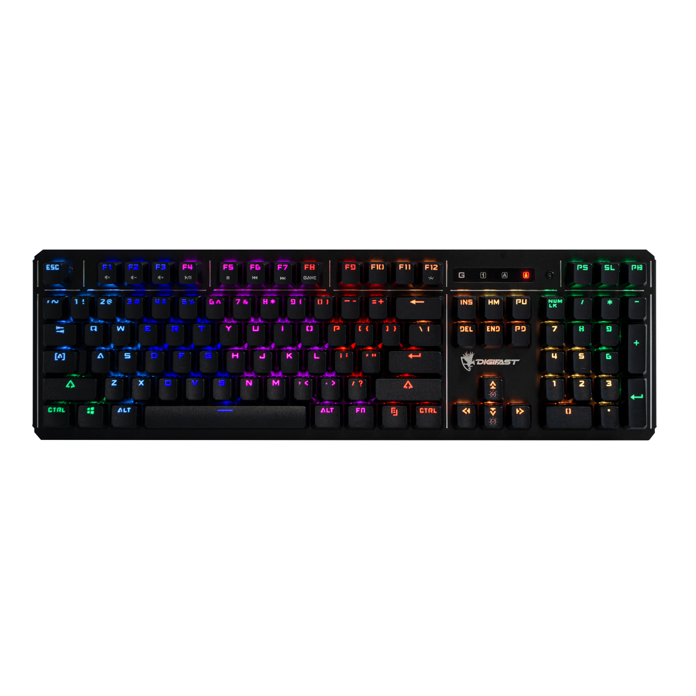 Digifast LK42 Mechanical RGB Gaming Keyboard, Optical Clicky Switches 100 million durability, Customizable Color, Water-Resistant Design, Wrist Rest