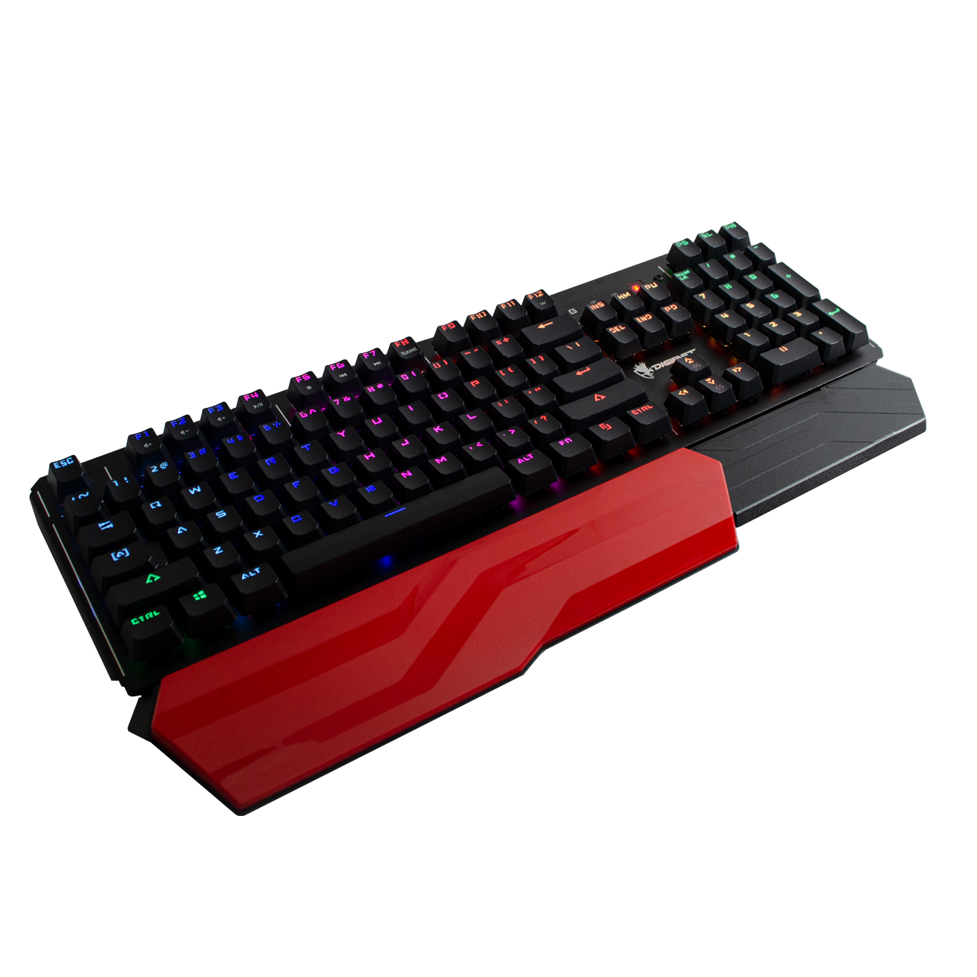 Digifast LK42 Mechanical RGB Gaming Keyboard, Optical Clicky Switches 100 million durability, Customizable Color, Water-Resistant Design, Wrist Rest