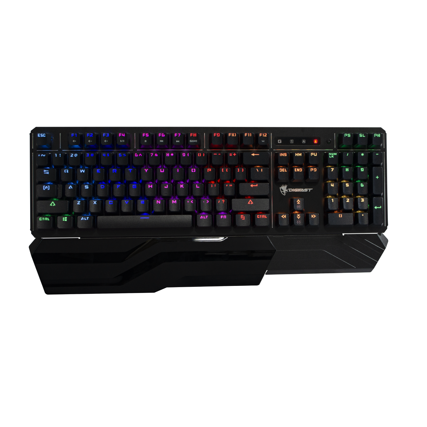 Digifast LK42 Mechanical RGB Gaming Keyboard, Optical Clicky Switches 100 million durability, Customizable Color, Water-Resistant Design, Wrist Rest