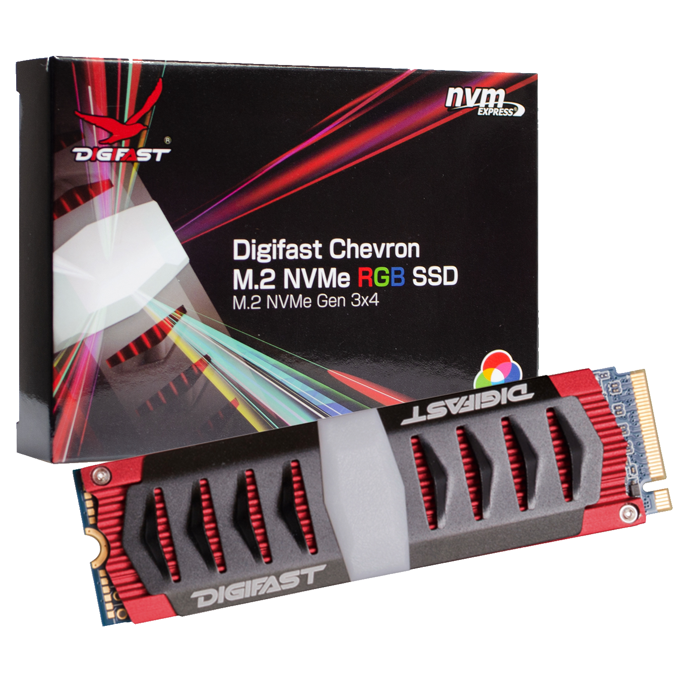 Digifast Chevron M.2 NVMe RGB SSD - Gen3x4 PCIe, M.2 2280, SMART Monitoring
