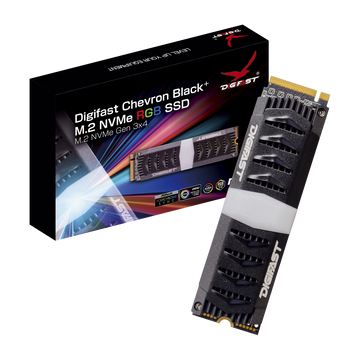 Digifast Chevron Black+ 1TB M.2 NVMe RGB SSD - Gen3x4 PCIe, M.2 2280, Toshiba BiCS3 NAND, Synchronizes with all Major Motherboard Brands